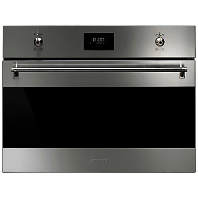 Smeg SF4309MX Classic Compact Microwave Oven with Grill, Stainless Steel